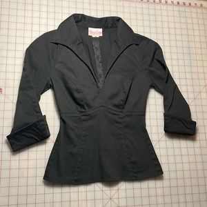 Pinup Couture | Black Top with Zip Up Back XS